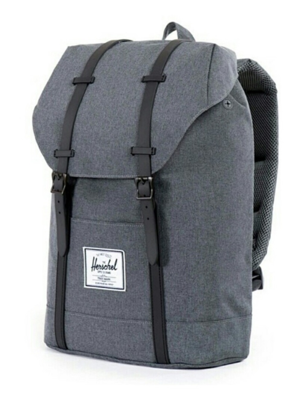 Herschel Retreat Backpack Charcoal Crosshatch Laptop Bag Charoal Grey Black NWT